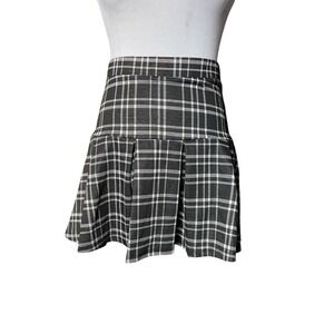 Y2k Plaid Pleated Mini Skirt M Black Avril Lavigne Grunge Punk Schoolgirl Gothic